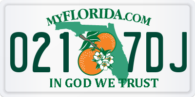 FL license plate 0217DJ