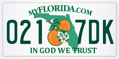 FL license plate 0217DK
