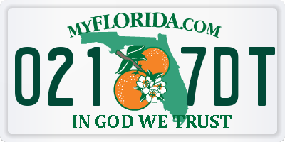 FL license plate 0217DT