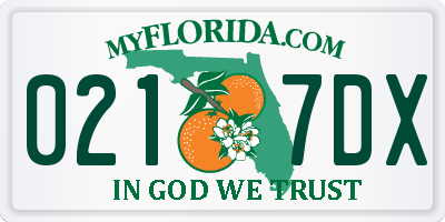 FL license plate 0217DX
