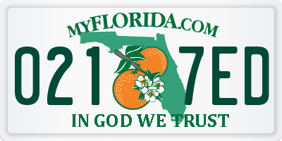 FL license plate 0217ED