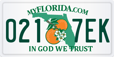 FL license plate 0217EK