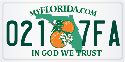 FL license plate 0217FA
