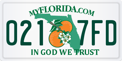 FL license plate 0217FD