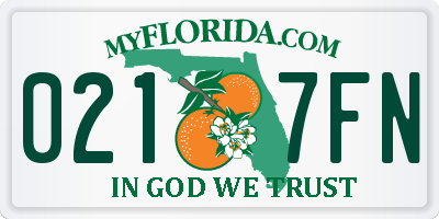 FL license plate 0217FN