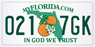 FL license plate 0217GK
