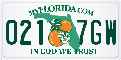 FL license plate 0217GW