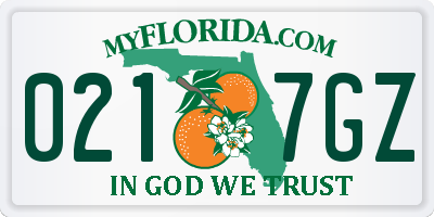 FL license plate 0217GZ