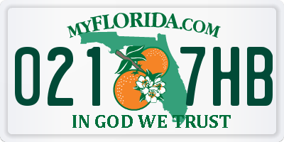 FL license plate 0217HB
