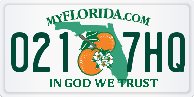 FL license plate 0217HQ