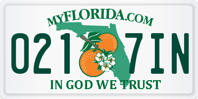 FL license plate 0217IN