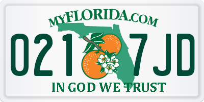 FL license plate 0217JD