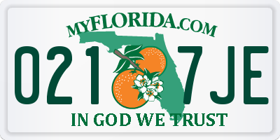 FL license plate 0217JE