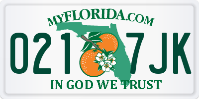 FL license plate 0217JK