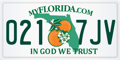 FL license plate 0217JV