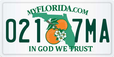 FL license plate 0217MA