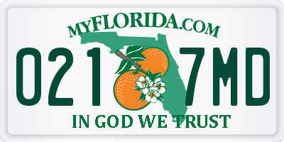 FL license plate 0217MD