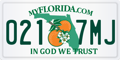FL license plate 0217MJ