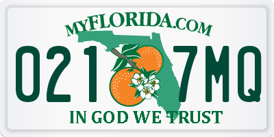 FL license plate 0217MQ