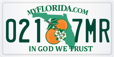 FL license plate 0217MR