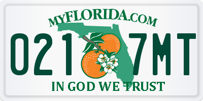FL license plate 0217MT