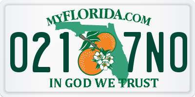 FL license plate 0217NO