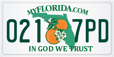 FL license plate 0217PD