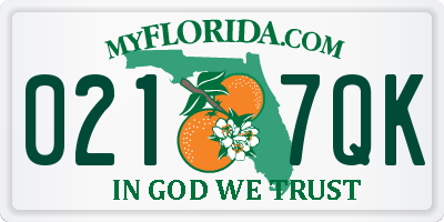 FL license plate 0217QK