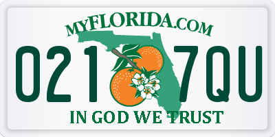 FL license plate 0217QU