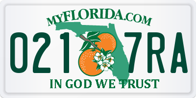 FL license plate 0217RA