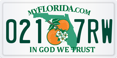 FL license plate 0217RW