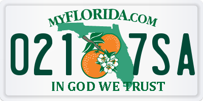 FL license plate 0217SA