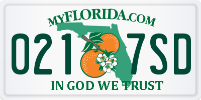 FL license plate 0217SD