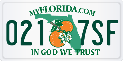 FL license plate 0217SF