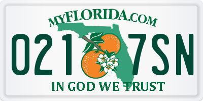 FL license plate 0217SN