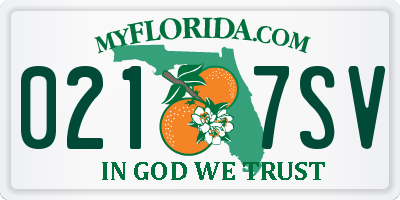 FL license plate 0217SV