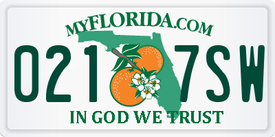 FL license plate 0217SW