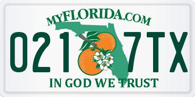 FL license plate 0217TX