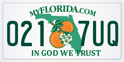 FL license plate 0217UQ