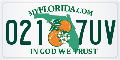 FL license plate 0217UV