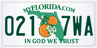 FL license plate 0217WA