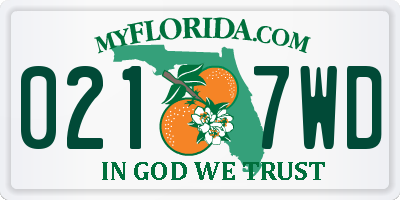 FL license plate 0217WD