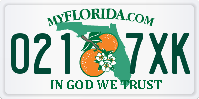 FL license plate 0217XK