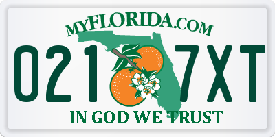 FL license plate 0217XT