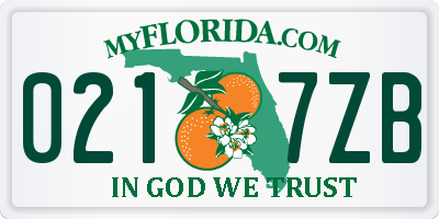 FL license plate 0217ZB