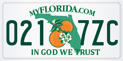 FL license plate 0217ZC