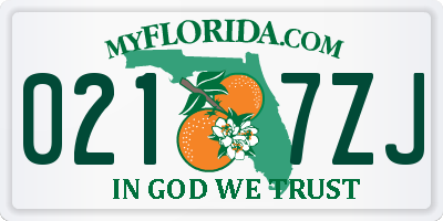 FL license plate 0217ZJ