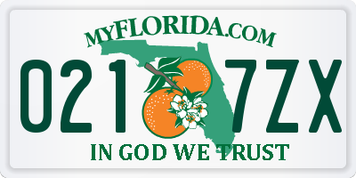 FL license plate 0217ZX
