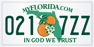 FL license plate 0217ZZ