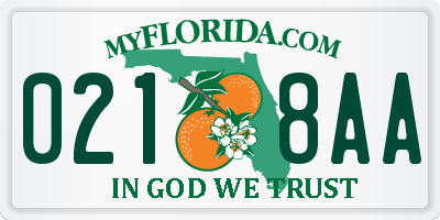 FL license plate 0218AA